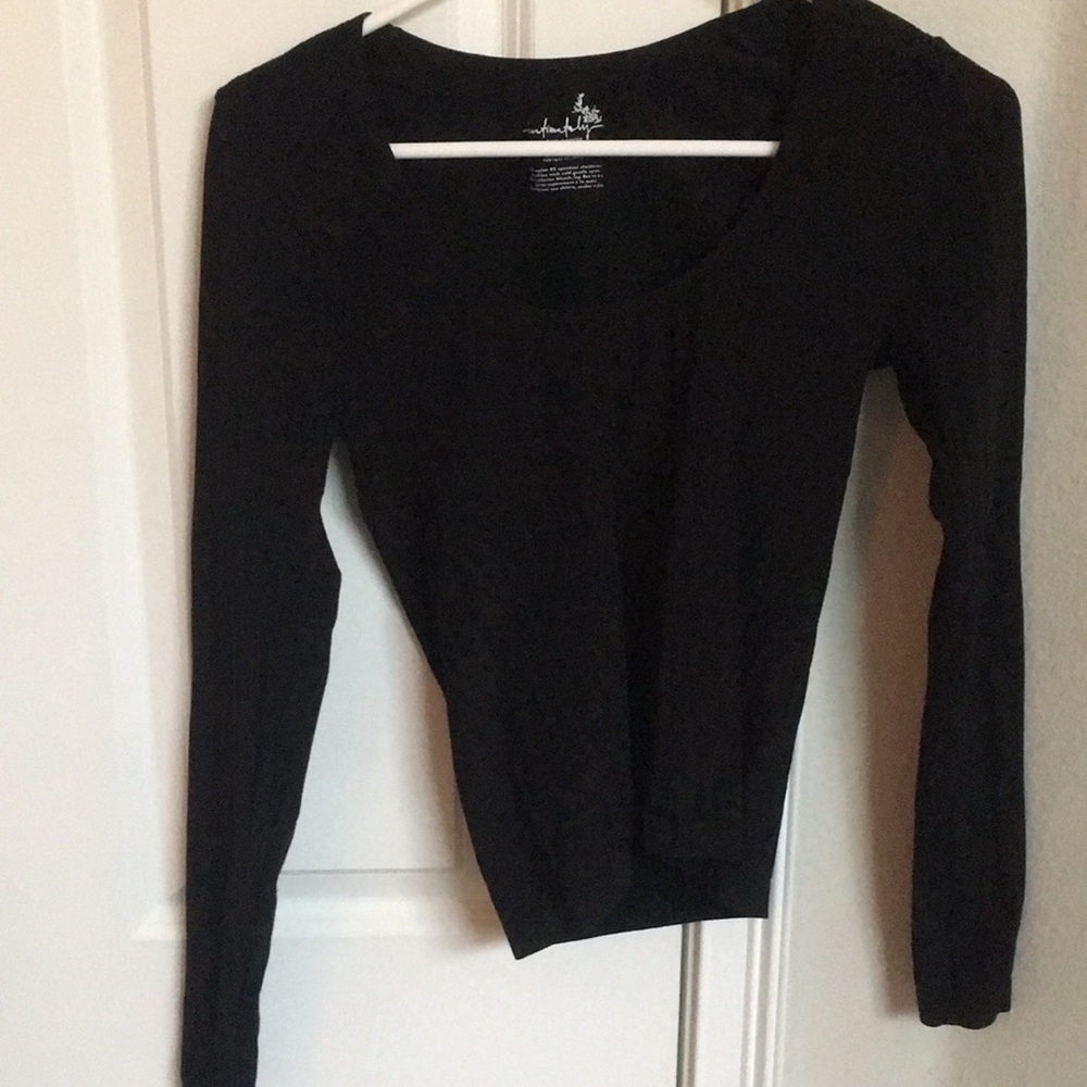 Free People Black Long Sleeve Top